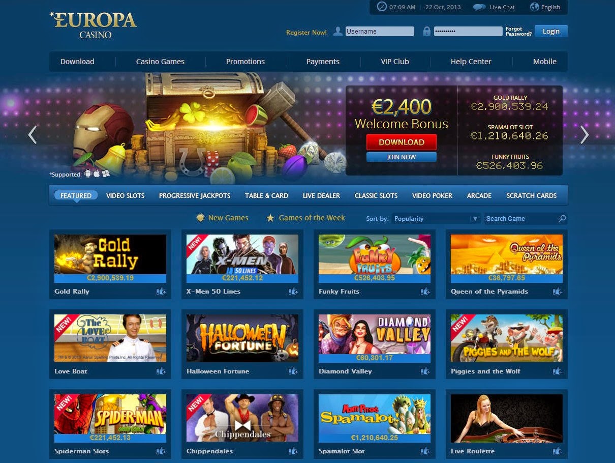 бонусы EUROPA Casino $10